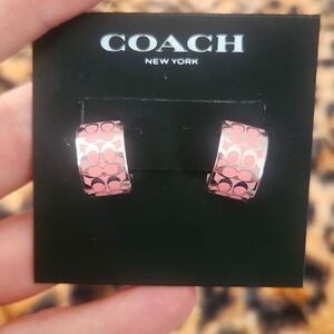 Coach huggie hopps earings brand new authenic from coach store has cute pink c